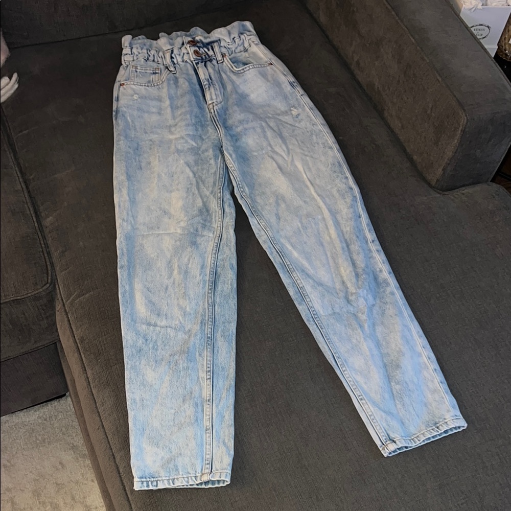 Bershka Light Blue Jeans with Elastic Waist